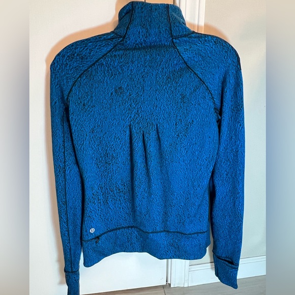 Lululemon Rush Hour 1/2 Zip Running Luon Spray Jacquard Shocking Blue Black sz 6 - Picture 7 of 13